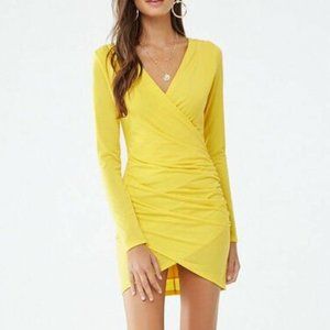 Surplice Tulip-Hem Mini Dress